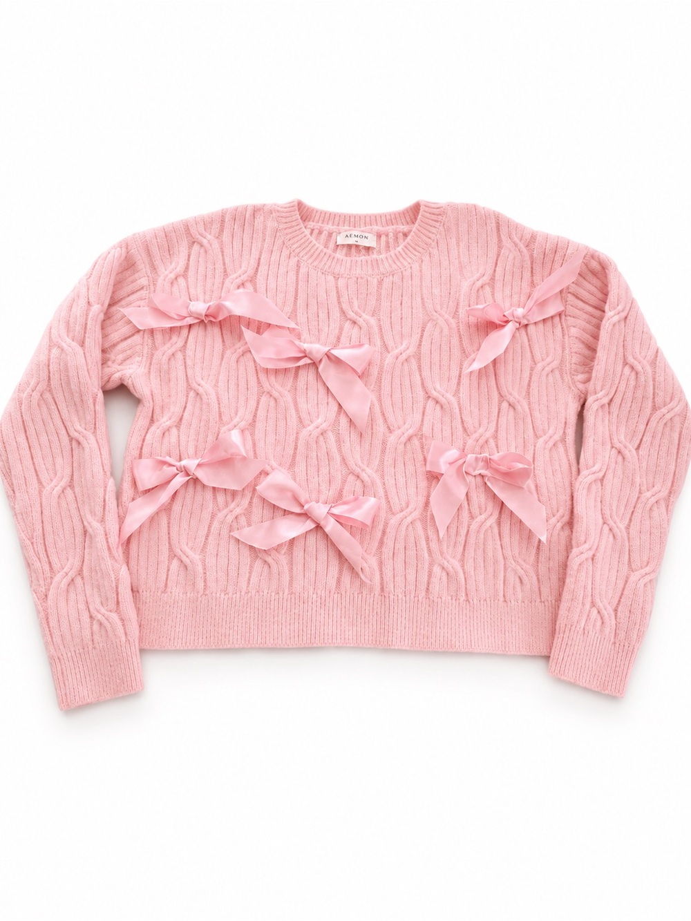 Storia My Favorite Beau Pink Bow Sweater Size Small